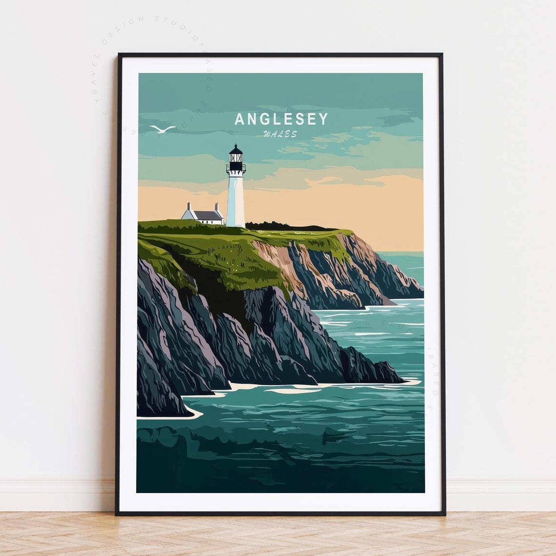 Anglesey Wales Coastal Lighthouse Headland Sea Breeze Poster