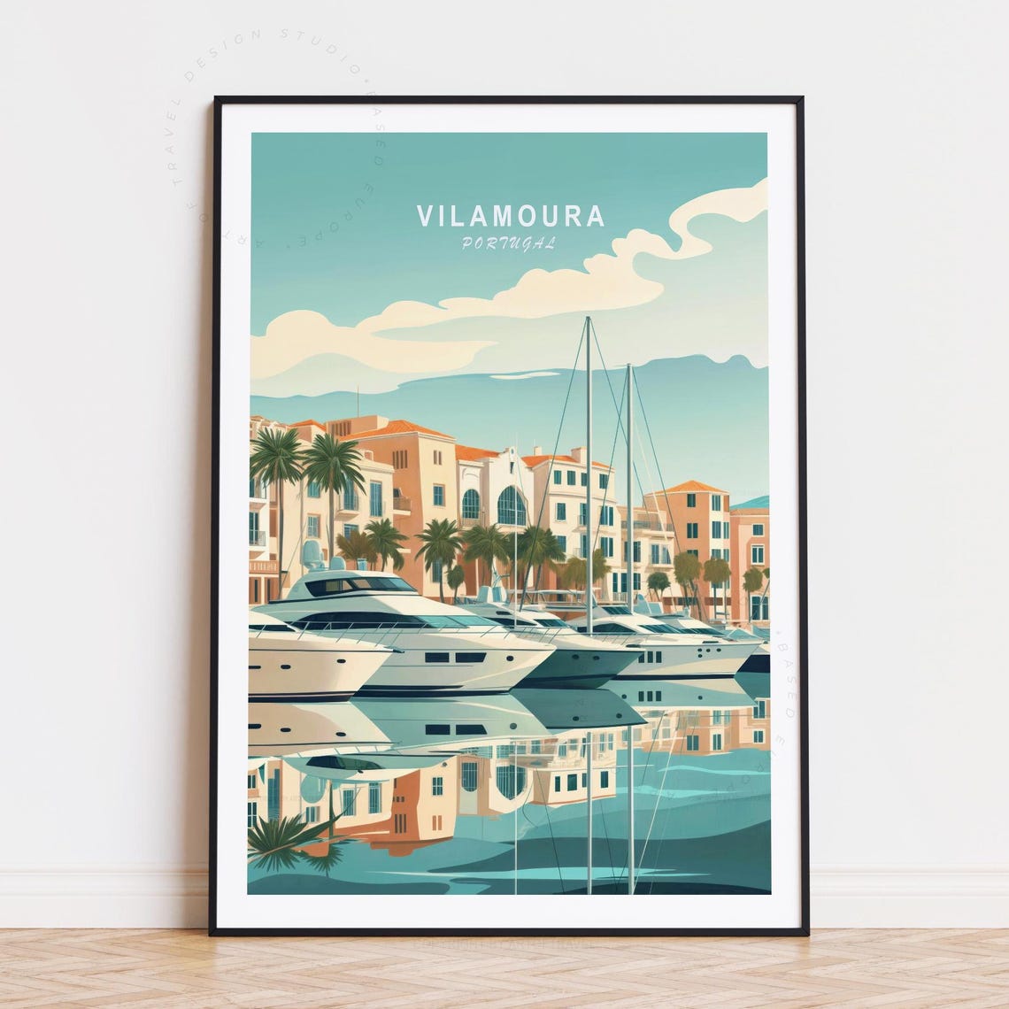 Vilamoura Travel Poster, Portugal Cityscape Art Print