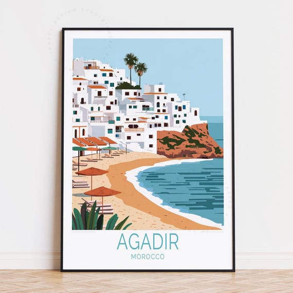 Agadir Morocco Travel Print Wall Art Poster Home Decor Birthday Gifts Wedding Present Custom