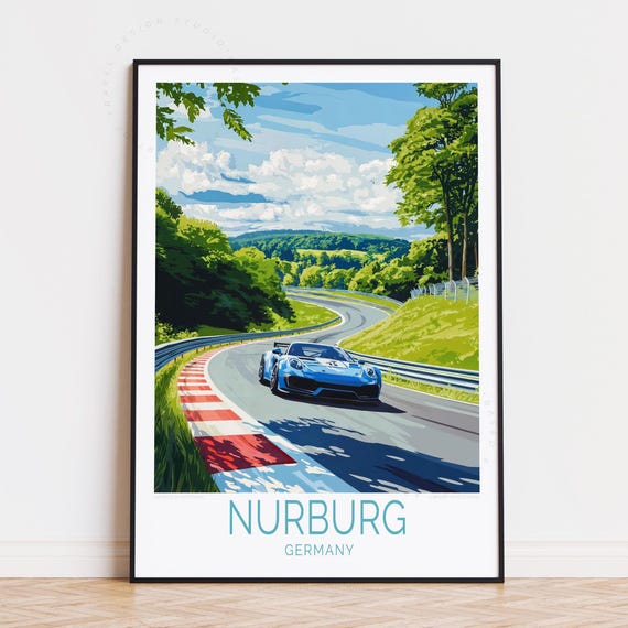 Nrburg Travel Poster Germany, Car Enthusiast Decor