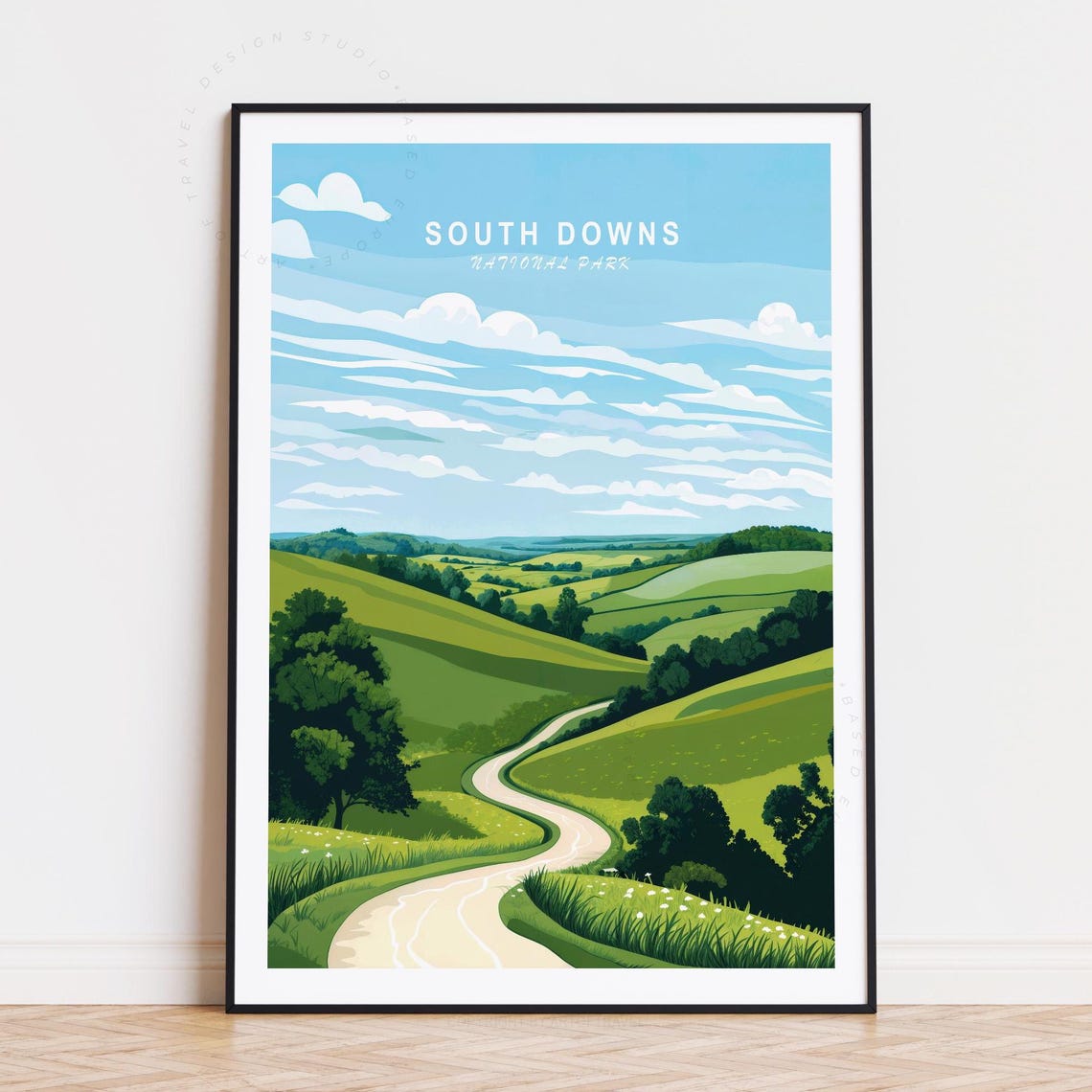 South Downs National Park Green Rolling Hills Summer Trail Poster