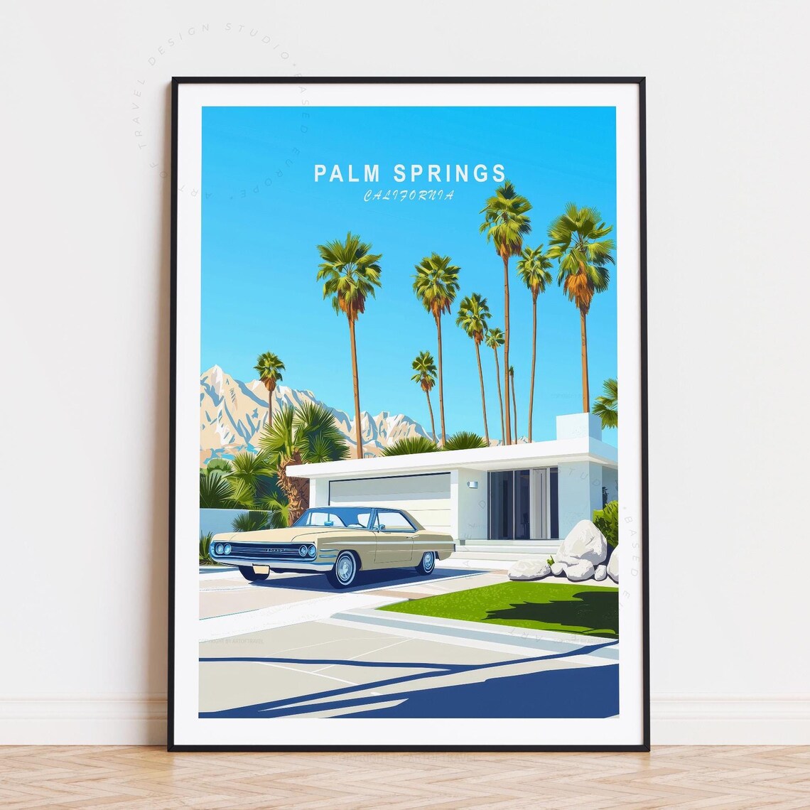 Palm Springs California Classic Car Driveway Modern House Poster