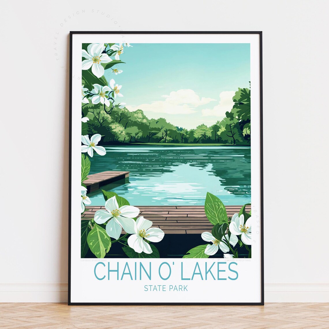 Chain O Lakes State Park Spring Dock Blossom Lake Art Poster