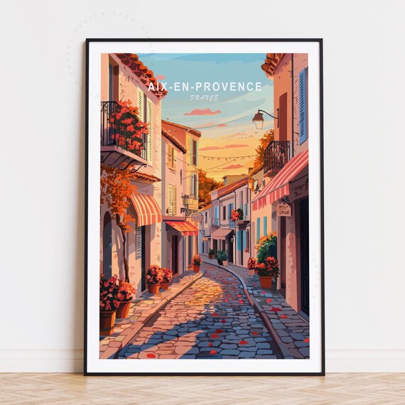 Aix-en-Provence France Old Town Cobblestone Street Sunset Poster
