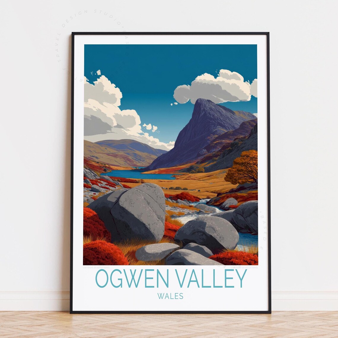 Ogwen Valley Wales Tryfan Peak Autumn Boulders Travel Poster