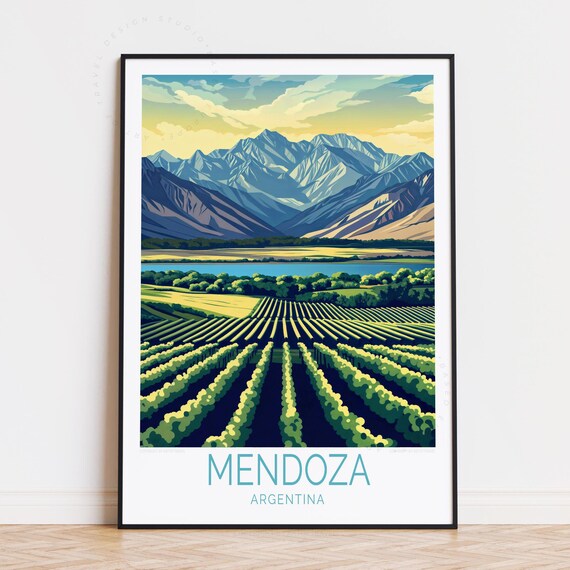 Mendoza Travel Poster Argentina Wall Art Print Custom Birthday Present Home Decor