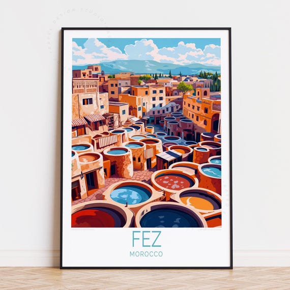 Fez Morocco Travel Poster Wall Art Print Personalised Home Decor Birthday Present