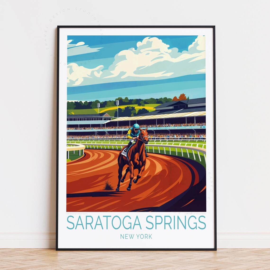Saratoga Springs New York Horse Racing Track Vintage Sports Art Poster