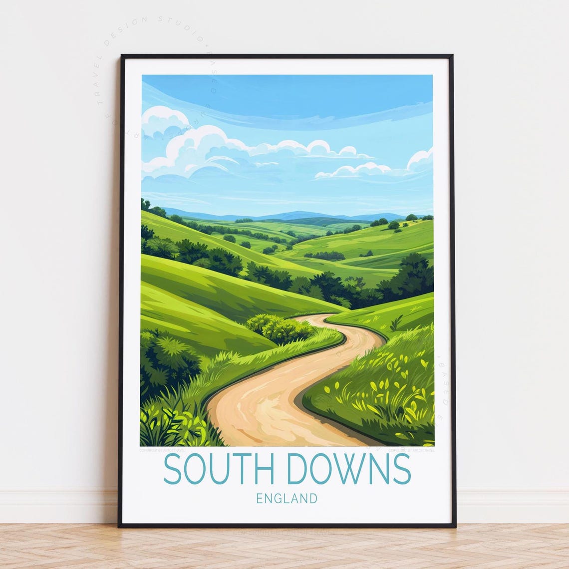 South Downs England White Chalk Cliffs Coastal Seaside Beach Poster