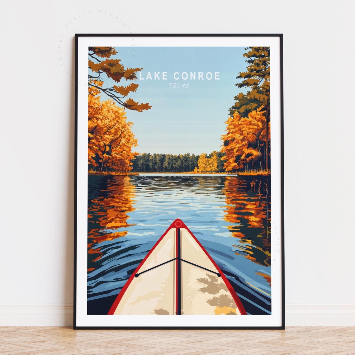 Lake Conroe Texas Golden Autumn Kayak Trip Morning Travel Poster
