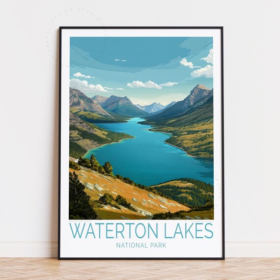 Waterton Lakes National Park Turquoise Lake Valley Mountains Poster