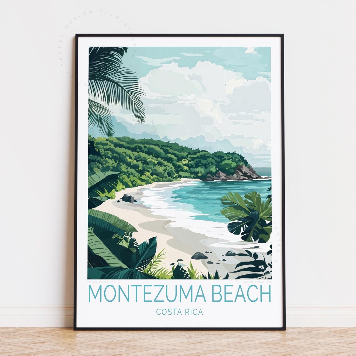 Montezuma Beach Costa Rica Tropical Cove Jungle Palms Poster