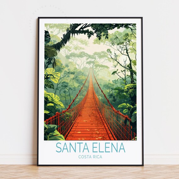 Santa Elena Costa Rica Rainforest Suspension Bridge Art Poster