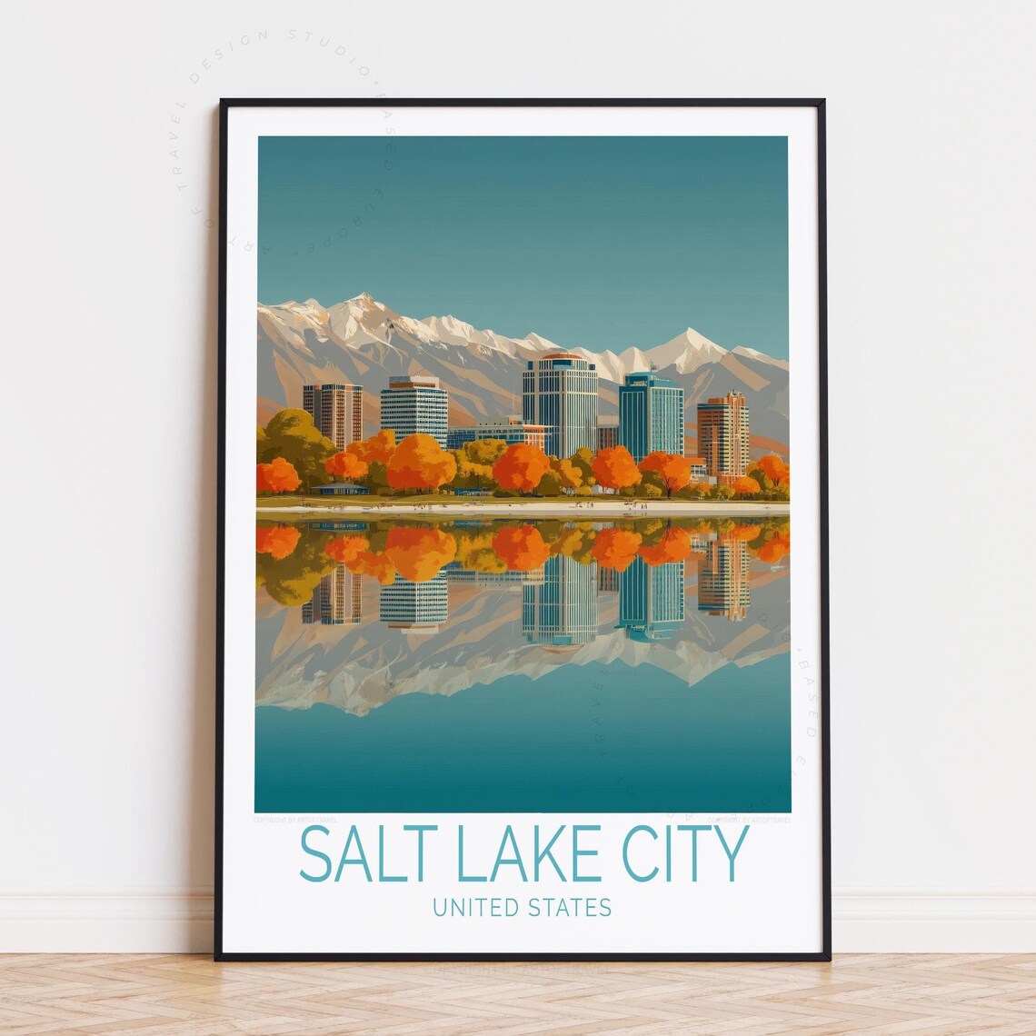 Salt Lake City Utah Travel Poster Wall Art United States Print Birthday Gifts Personalised Home Decor