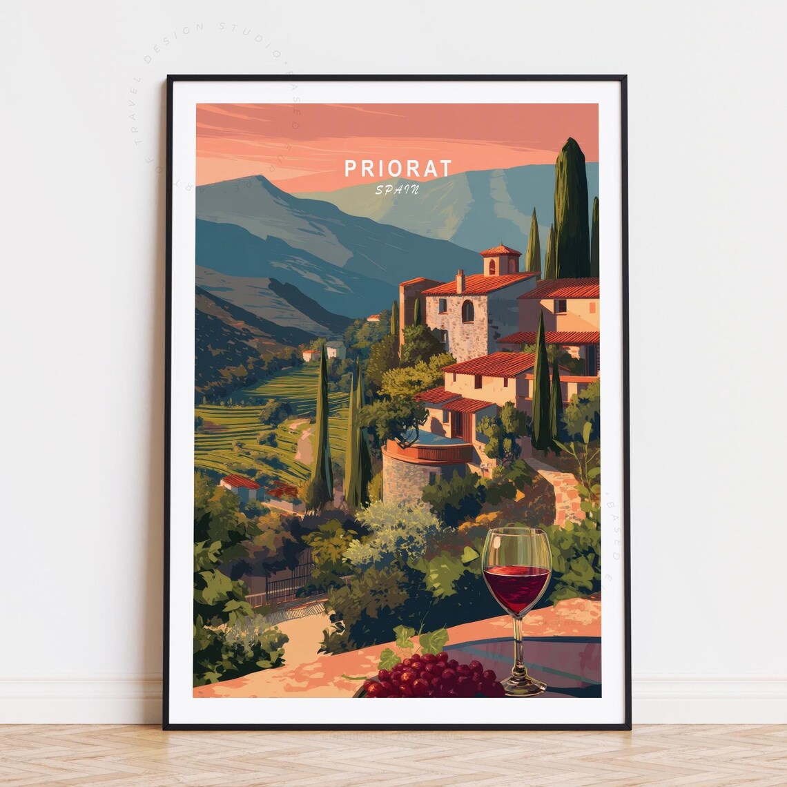 Priorat Spain Wine Country Village Vineyards Red Wine Poster