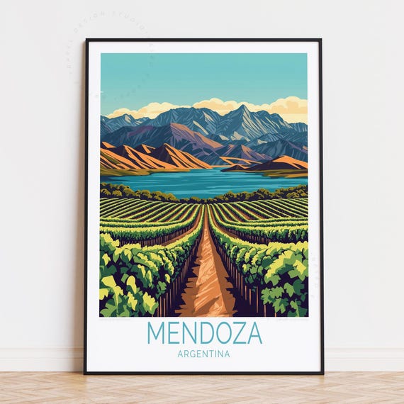 Mendoza Argentina Travel Poster Wall Art Print Home Decor Personalised Birthday Present
