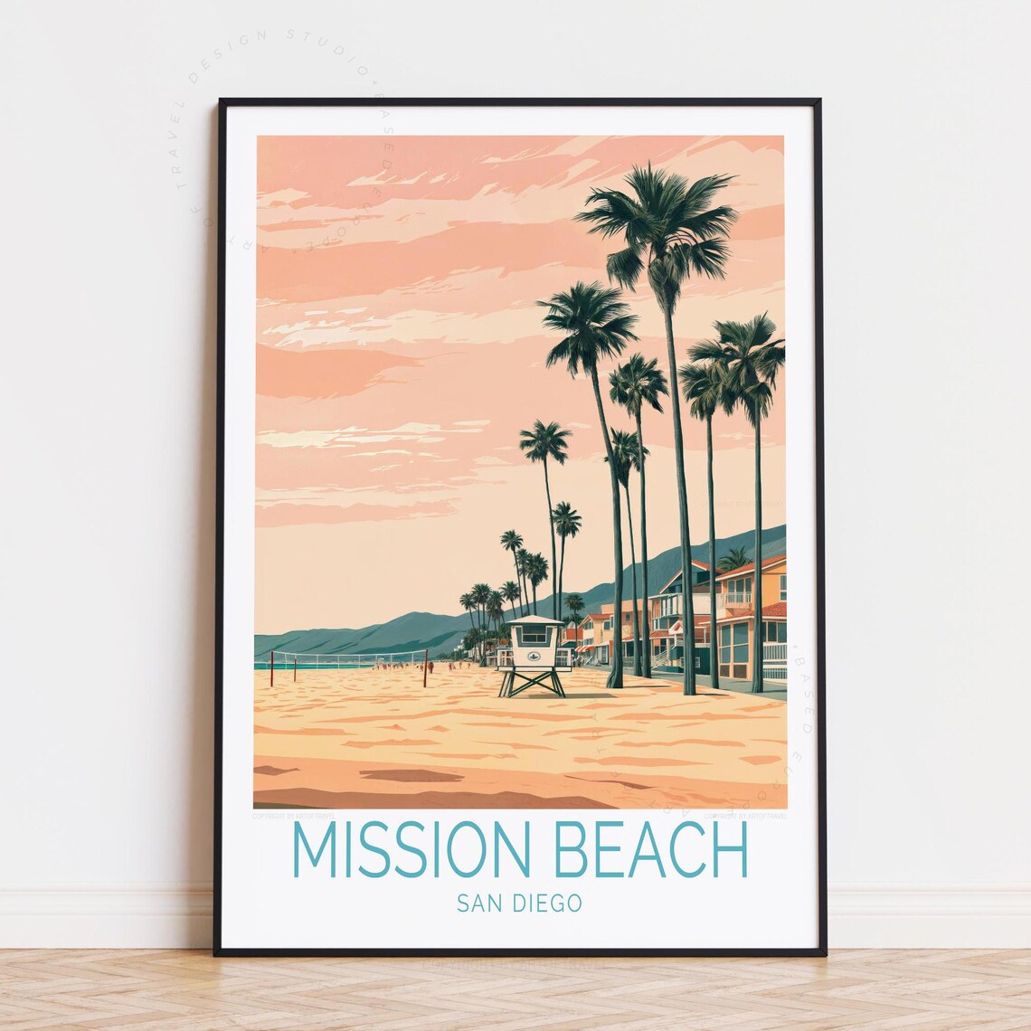 Mission Beach Travel Poster, San Diego