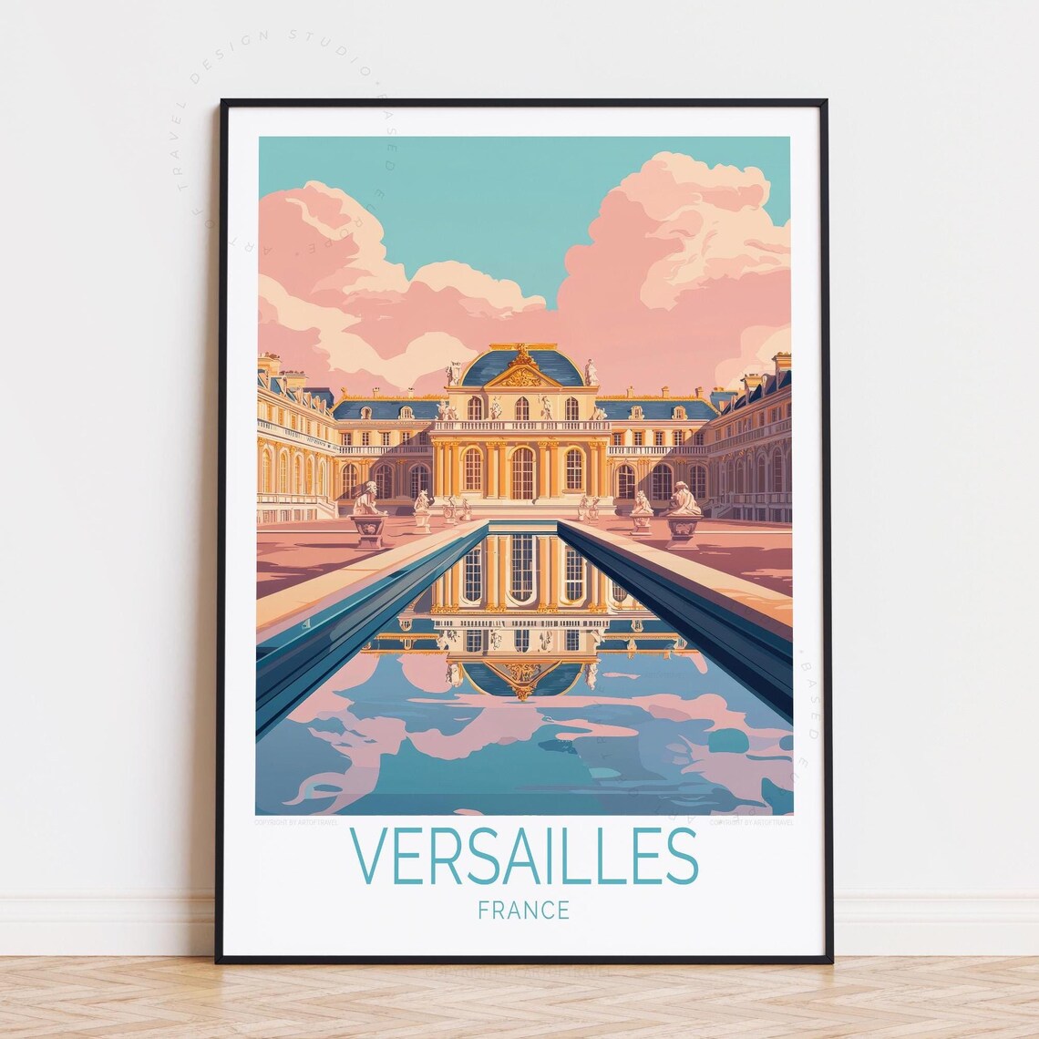 Versailles Palace Grand Canal Sunset Reflection France Travel Poster