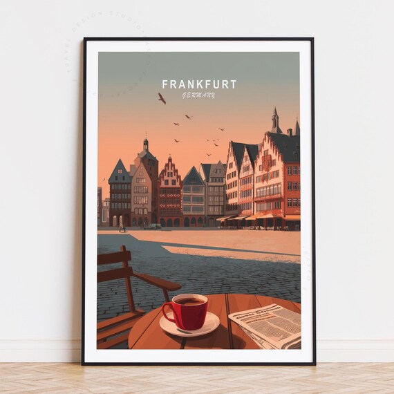 Frankfurt Germany Half Timbered Square at Golden Hour Poster