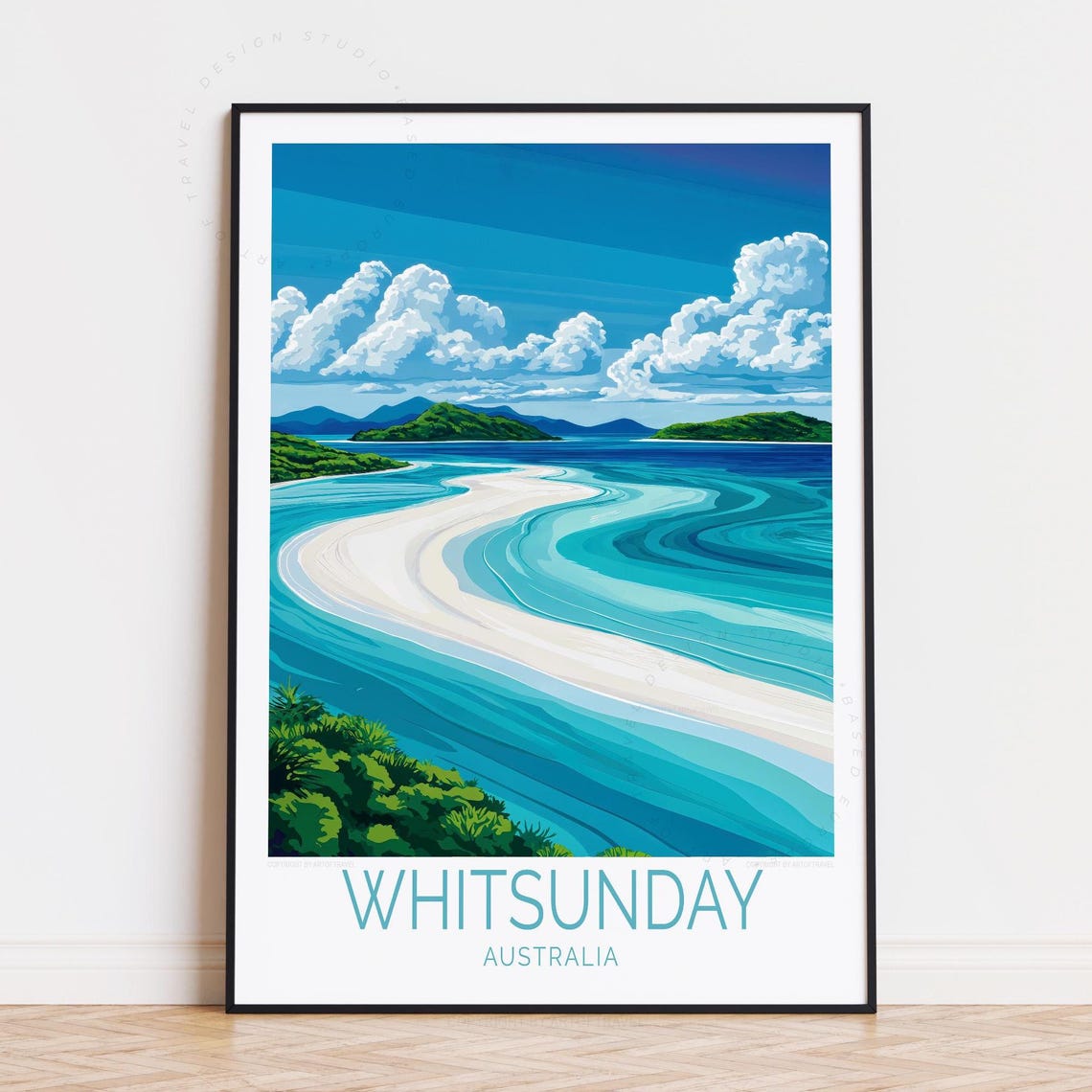 Whitsunday Australia White Sandbar Turquoise Lagoon Tropical Poster