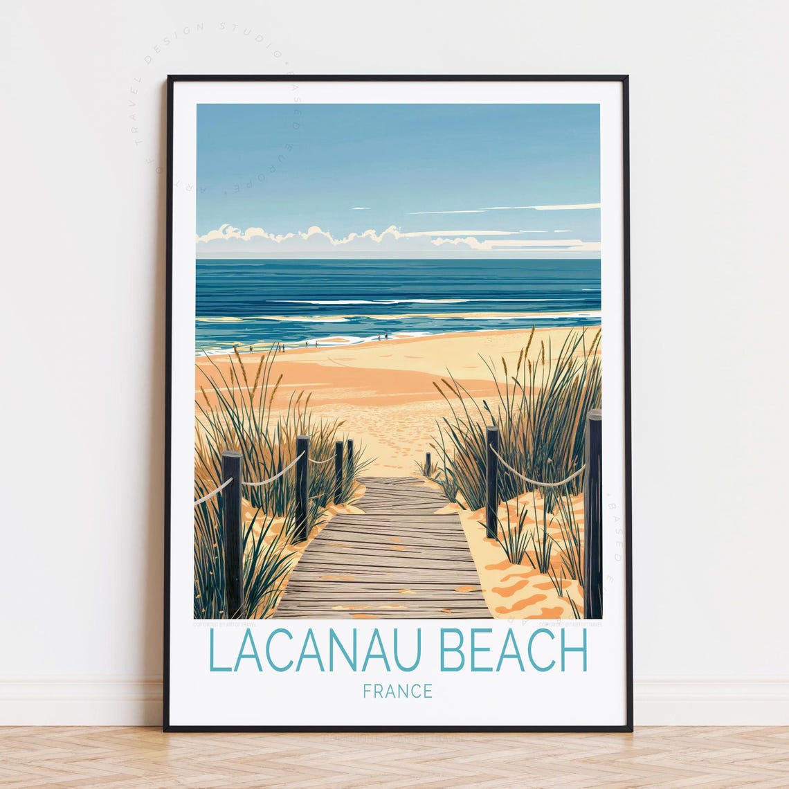 Lacanau Beach France Travel Poster, Coastal Decor