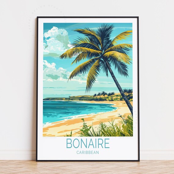 Bonaire Travel Poster Caribbean Wall Art Print Home Decor Birthday Gifts Personalised