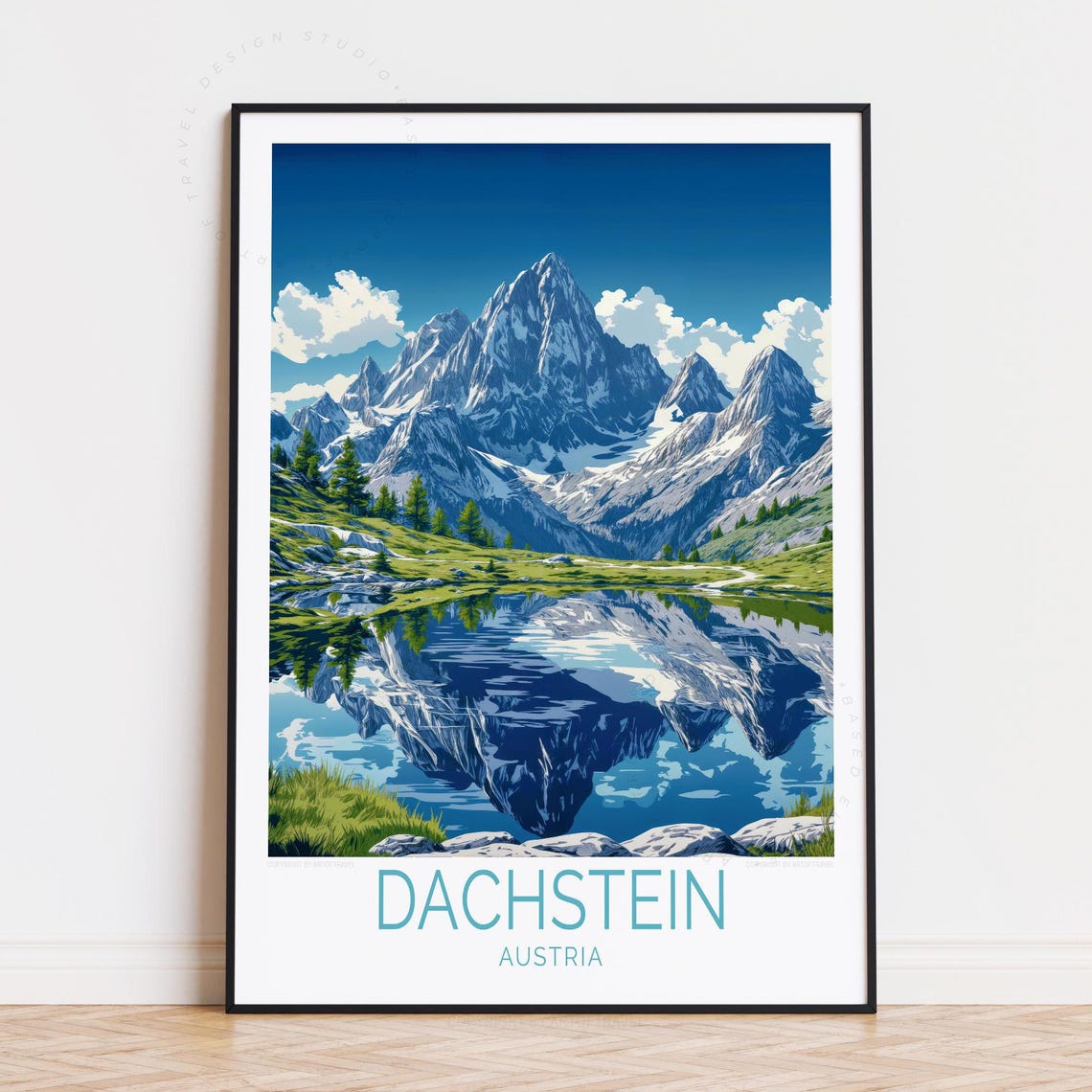 Dachstein Austria Snow Peaks Mirror Lake Alpine Reflection Art Poster
