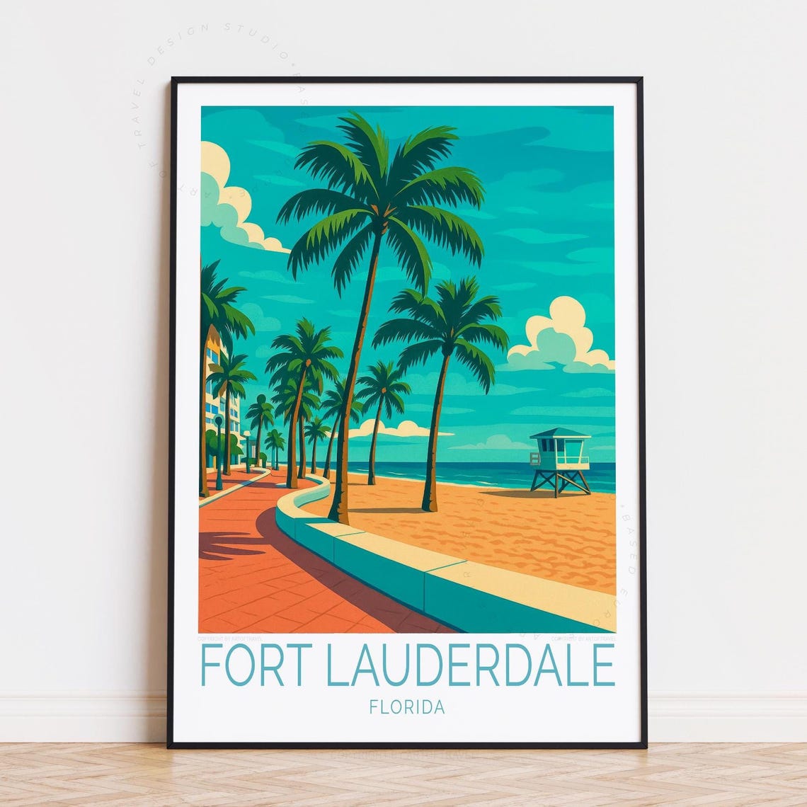 Fort Lauderdale Florida Palm Promenade Beach Lifeguard Tower Poster