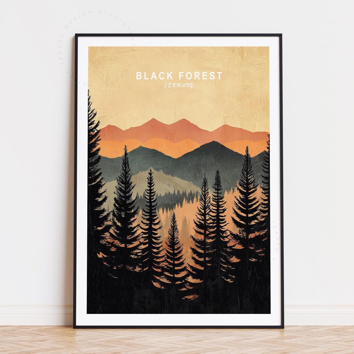Black Forest Germany Mountain Sunset Pine Forest Silhouette Poster