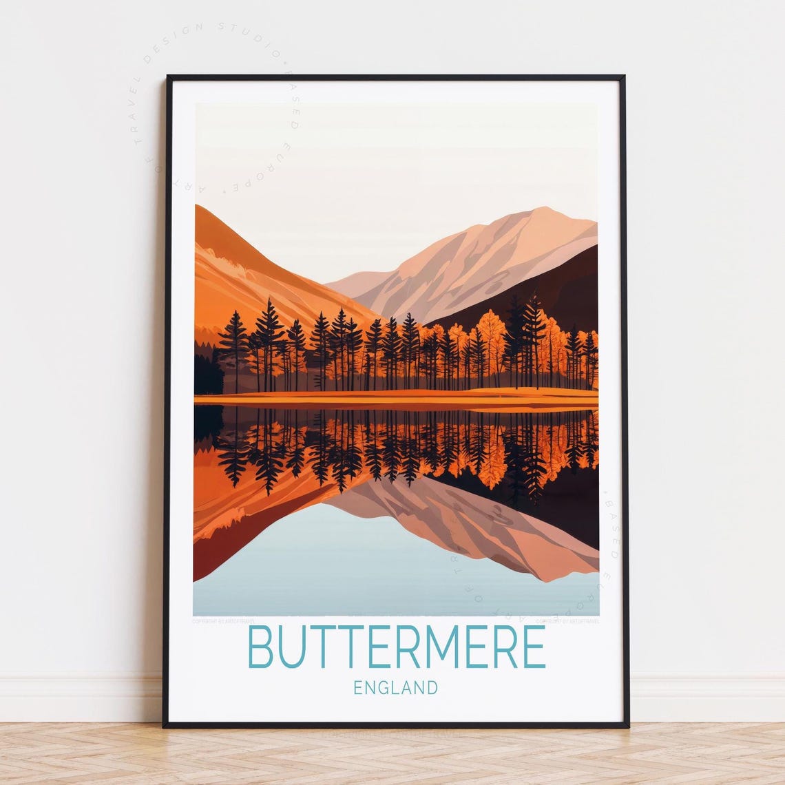 Buttermere England Lake Reflection Autumn Trees Mountain Poster