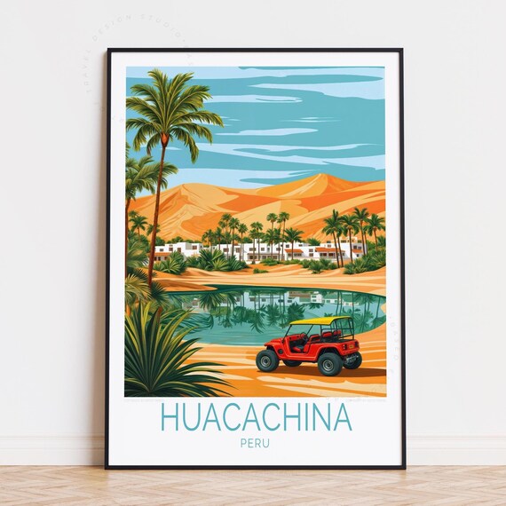 Huacachina Travel Poster Peru Wall Art Print Peruvian Personalised Home Decor Birthday Gifts