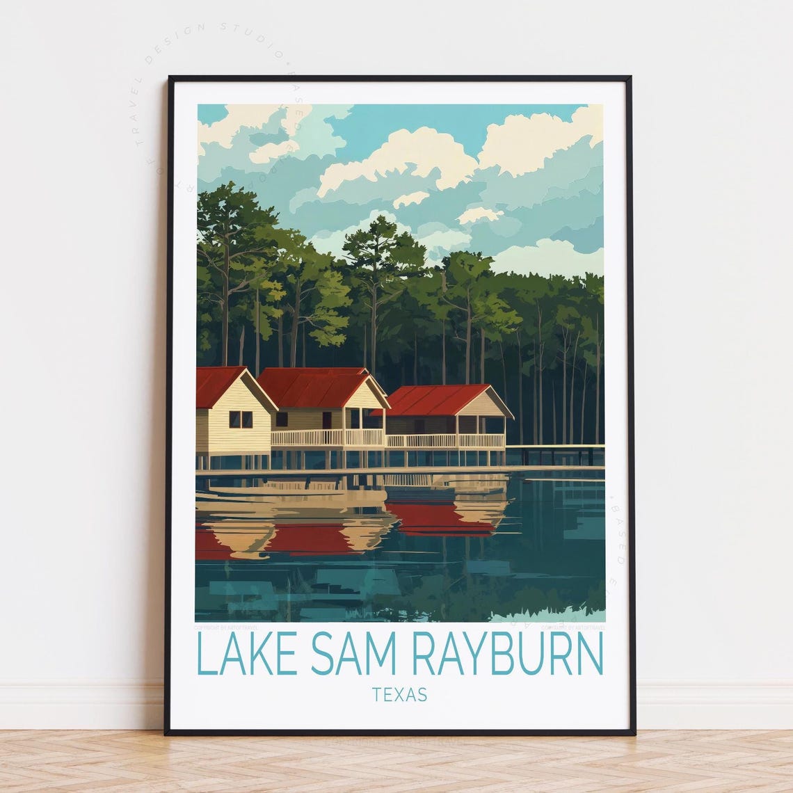 Lake Sam Rayburn Texas Lakeside Cabins Pine Forest Calm Poster