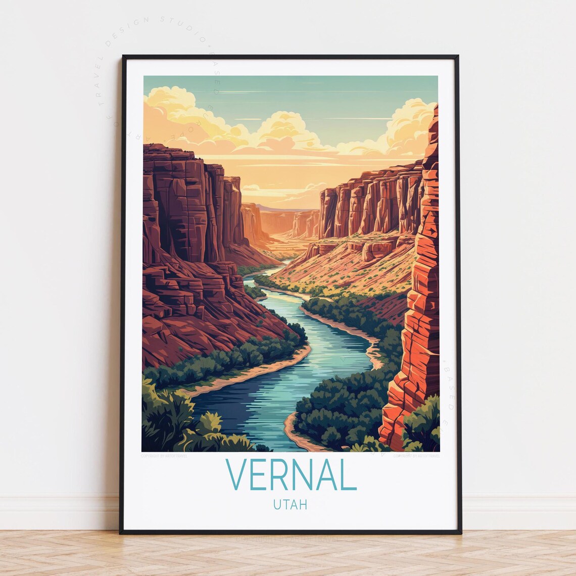 Golden Aspen Lake Reflection Autumn Mountain Travel Painting Poster