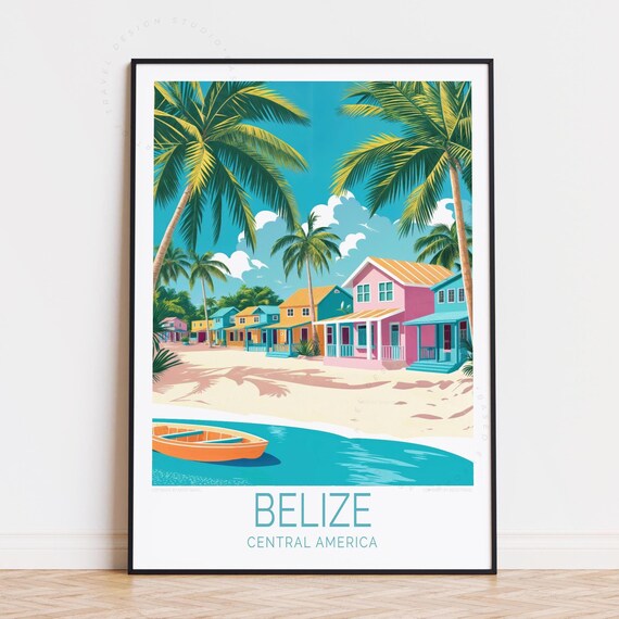 Belize Central America Travel Poster Wall Art Print Birthday Gifts Personalised Home Decor