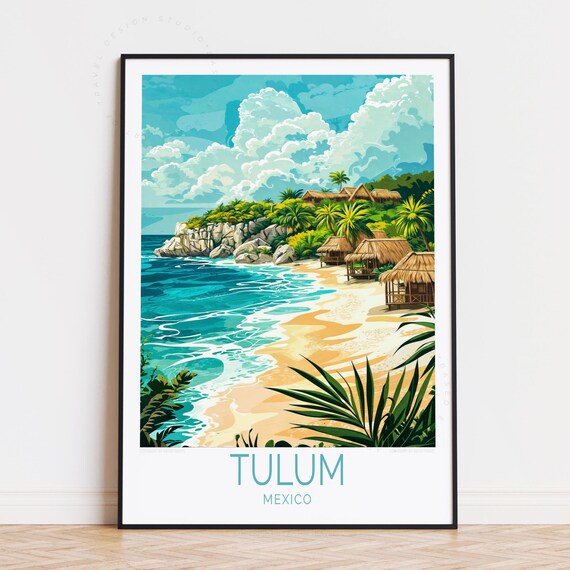 Tulum Mexico Travel Poster Wall Art Print Housewarming Gifts Birthday Present Custom