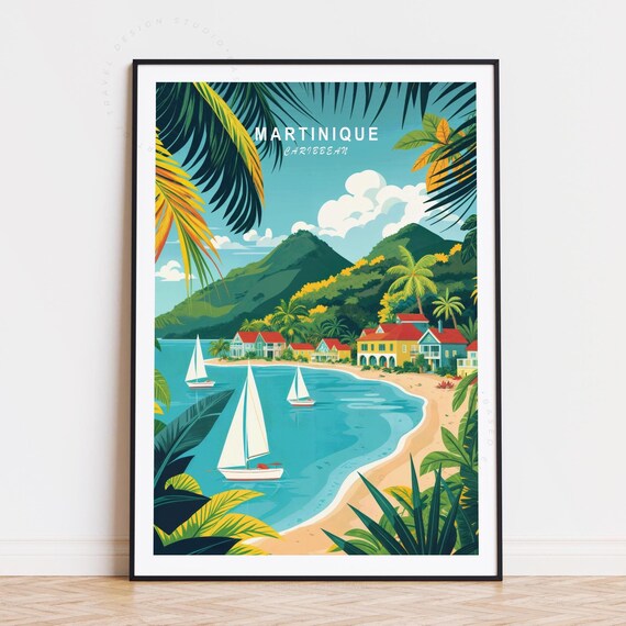 Martinique Travel Poster Caribbean Wall Art Print Birthday Gifts Personalised Home Decor