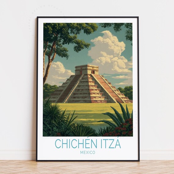 Chichn Itz Mexico Travel Poster Wall Art Yucatan Print Home Decor Birthday Gifts Custom