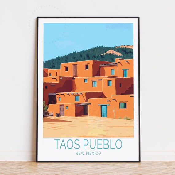 Taos Pueblo New Mexico Travel Poster Wall Art Print Home Decor Birthday Gifts Personalised