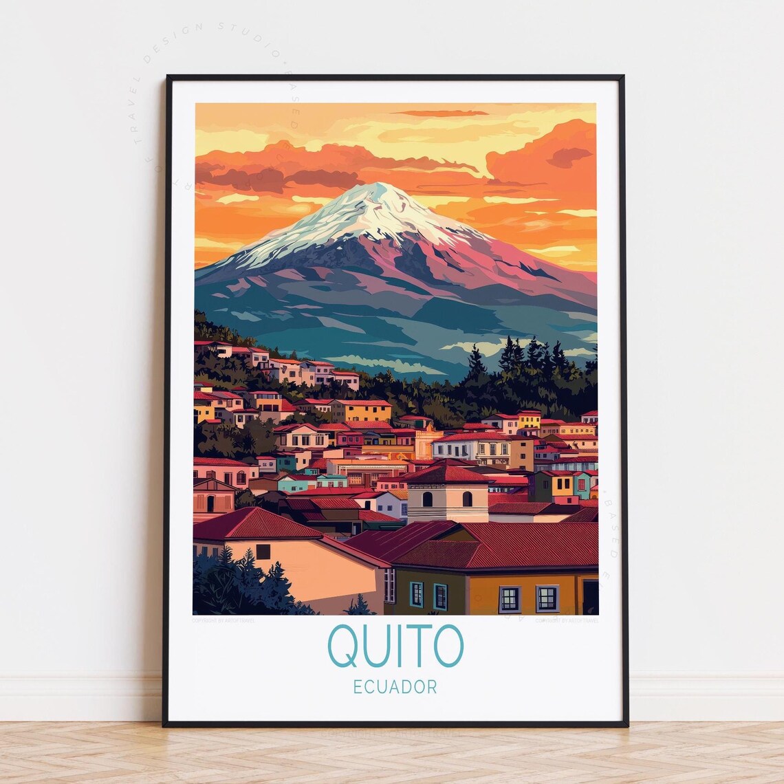 Quito Ecuador Travel Poster Wall Art Print Birthday Gifts Custom Home Decor Wedding Present