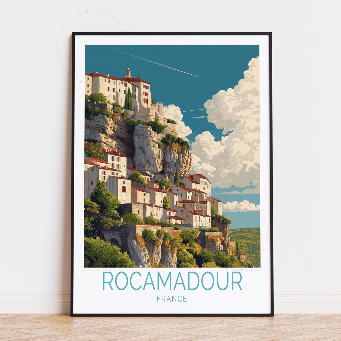 Rocamadour France Cliff Village Stone Houses Dramatic Clouds Poster