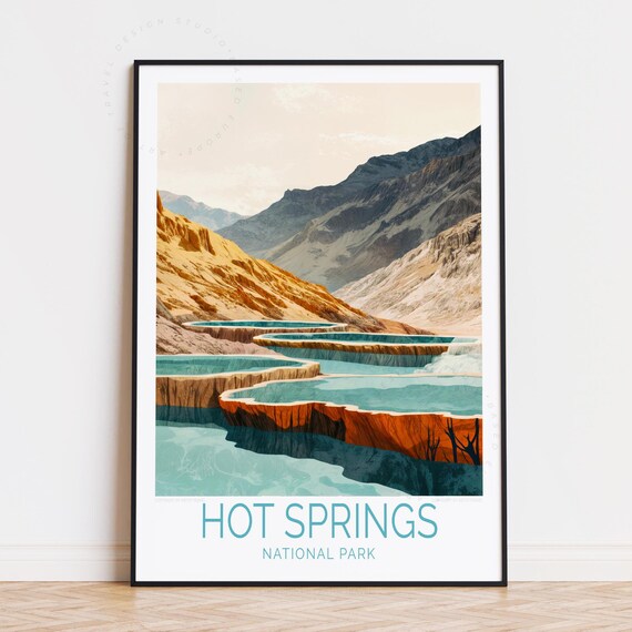 Hot Springs National Park Terraced Mineral Pools Mountains Travel Poster
