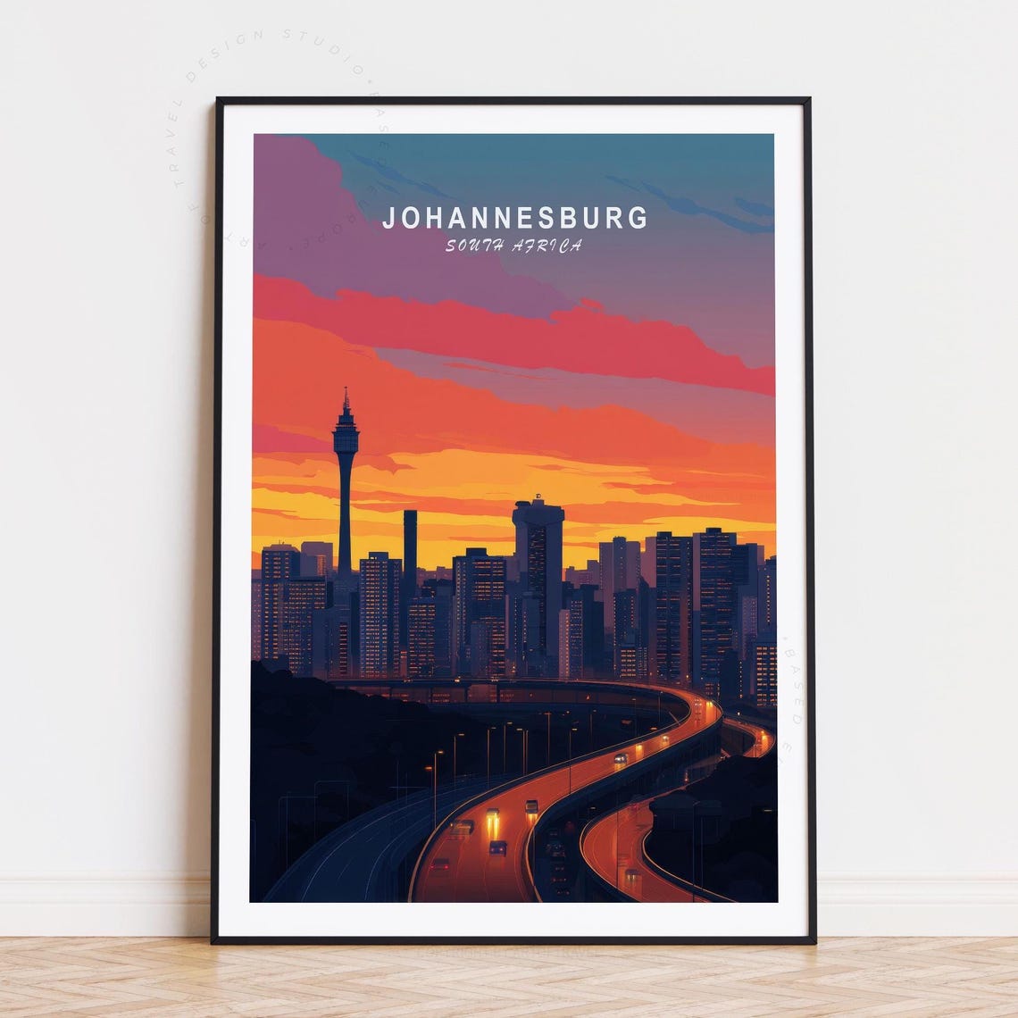 Johannesburg Travel Poster South Africa Wall Art Print Birthday Gifts Home Decor Minimalist Cityscape