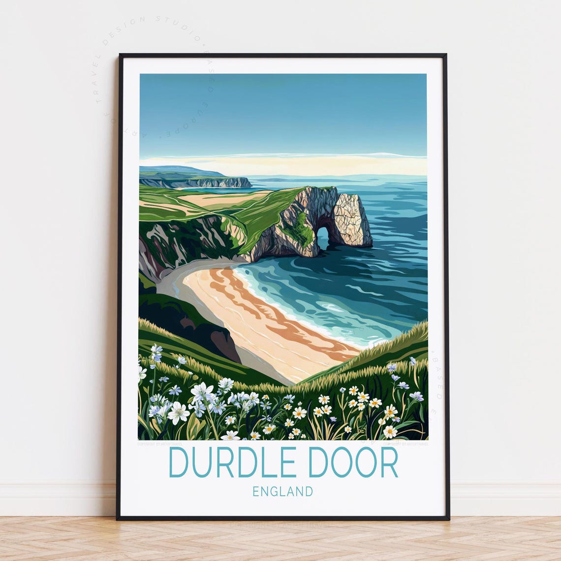 Durdle Door Travel Poster, England Dorset Print
