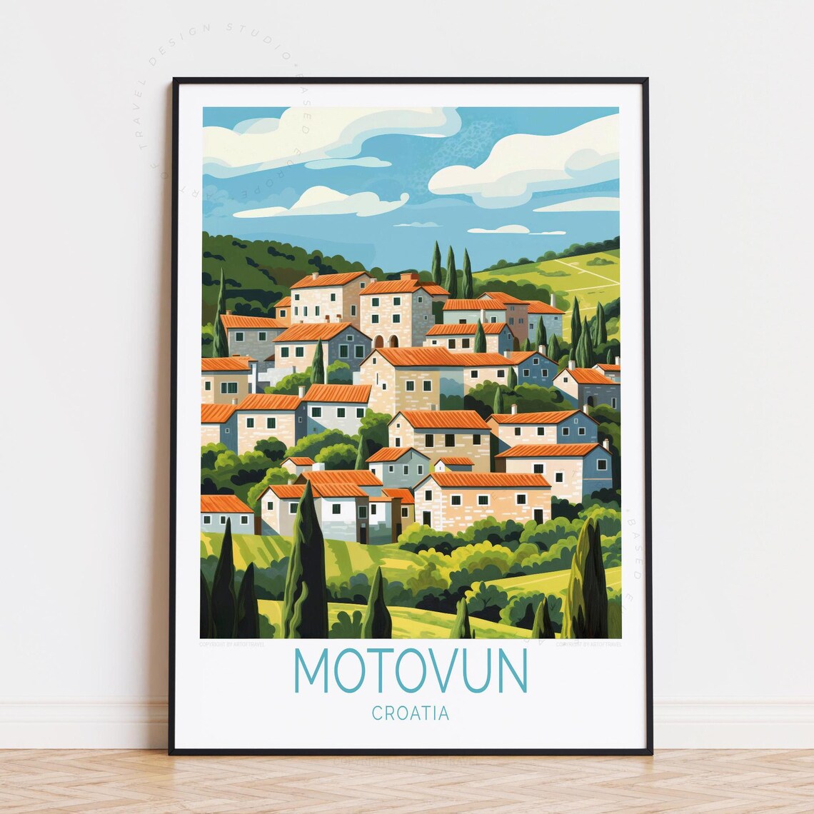 Motovun Croatia Hilltop Village Terracotta Panorama Travel Poster
