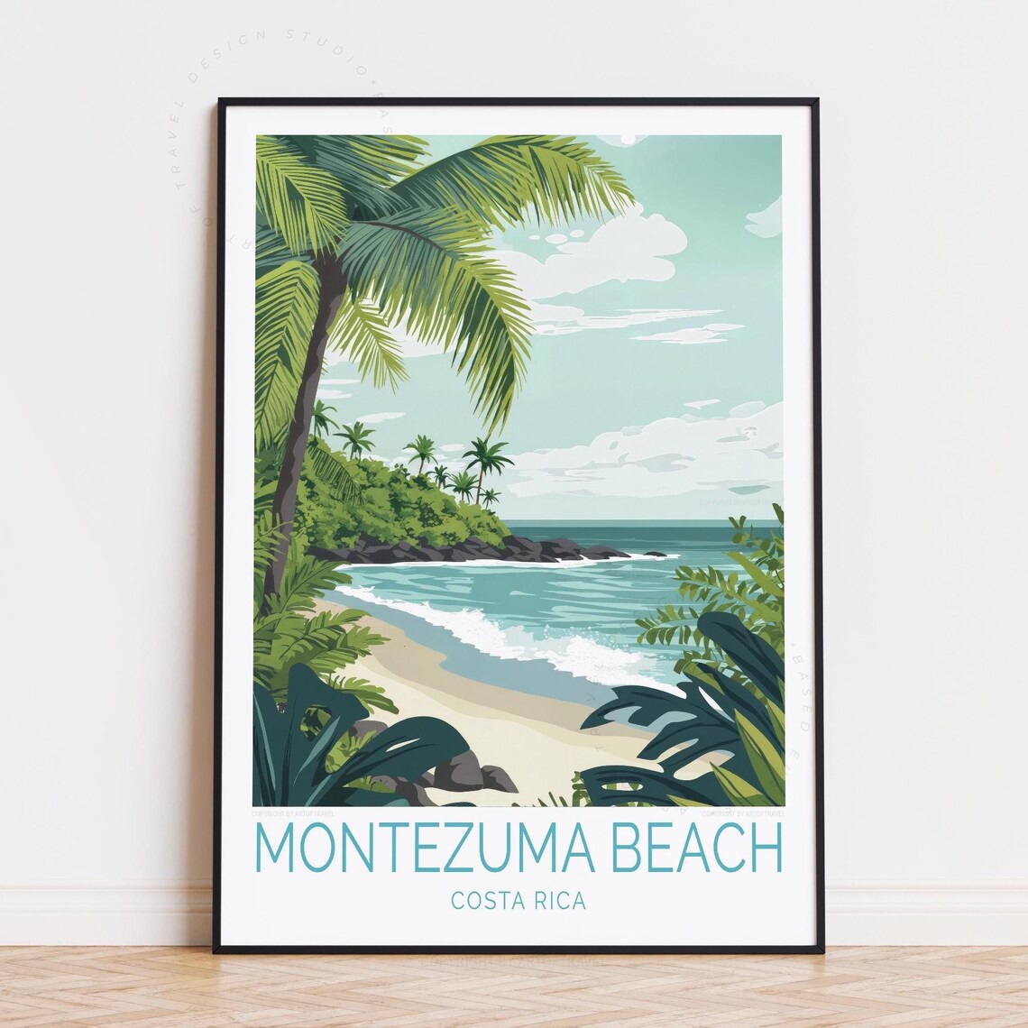 Montezuma Beach Costa Rica Tropical Palms Turquoise Bay Poster