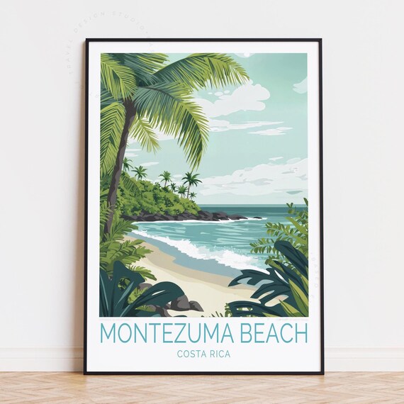 Montezuma Beach Travel Poster Costa Rica Wall Art Print Birthday Gifts Home Decor Personalised