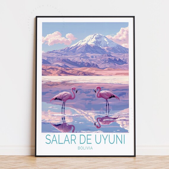 Salar De Uyuni Travel Poster Bolivia Wall Art Print Salt Flats Birthday Present Home Decor Personalised Gifts