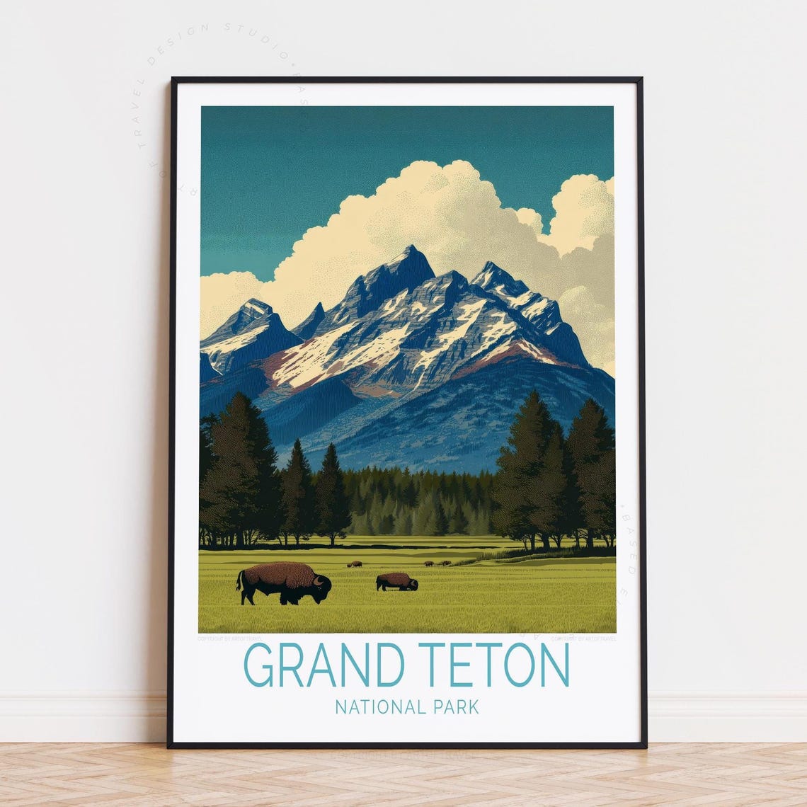 Grand Teton National Park Travel Poster Wyoming Wall Art Usa Print Birthday Gifts Home Decor Personalised