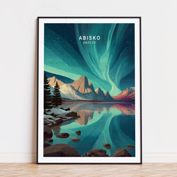 Abisko Sweden Minimalist Travel Poster, Art Print