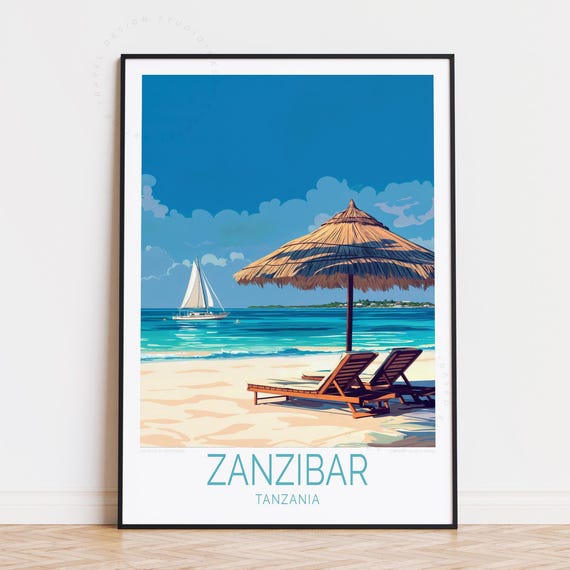 Zanzibar Tanzania Travel Poster Wall Art Print Home Decor Personalised Birthday Gifts